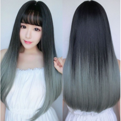 WIG DAILY LOLITA C8233 GRADASI BLACK - AOKY GRAY LINIER