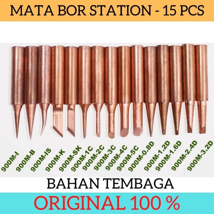 Mata Solder Soldering Station Iron Tips 900M T 15 PCS Bahan Tembaga