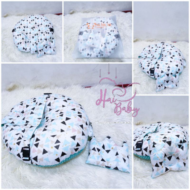 cod 2in1 sofa bayi multifungsi sabuk pengaman bahan katun jepang  free bantal dot dan tas mewah