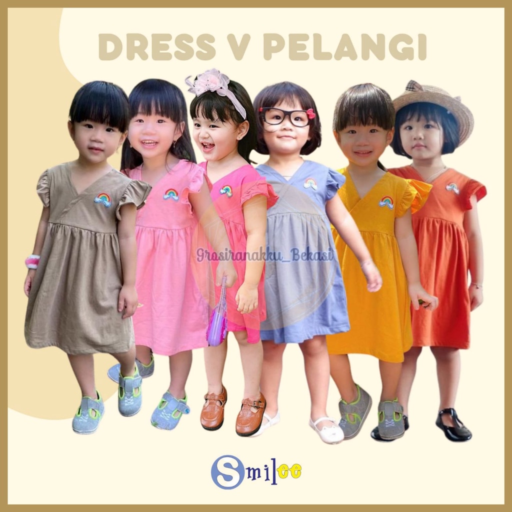 Dress Anak Bayi V Pelangi Mix Warna 1-5