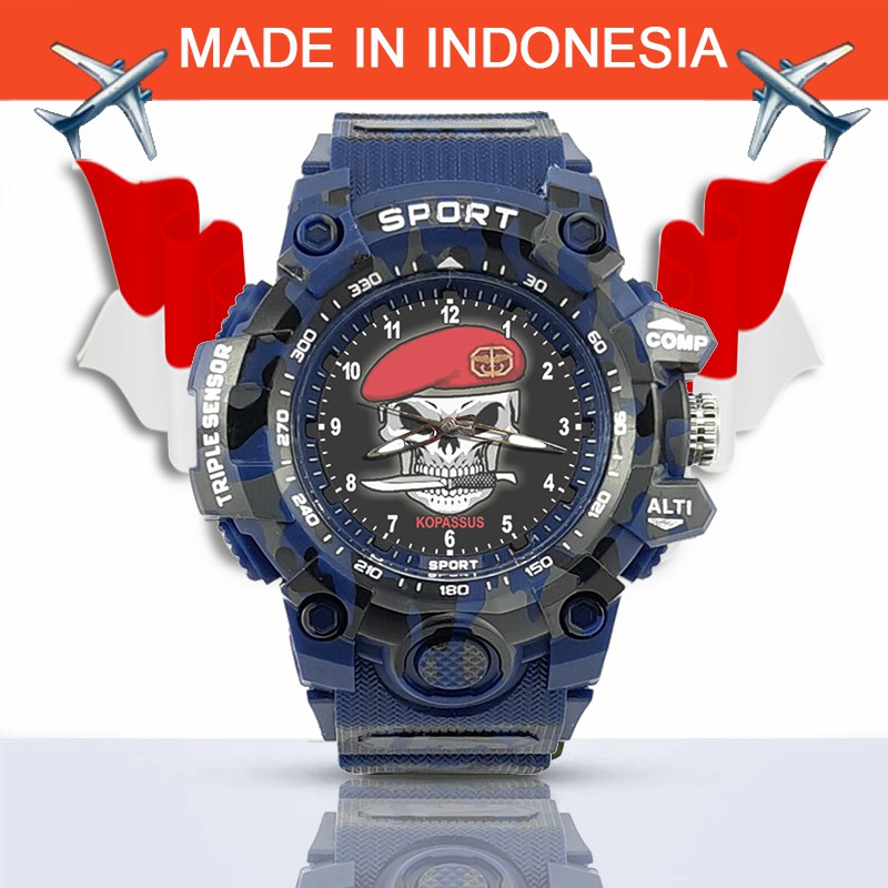 {Istimewa} Jam Tangan KOMANDO PASUKAN KHUSUS (TNI) -Biru Army Water Resistant