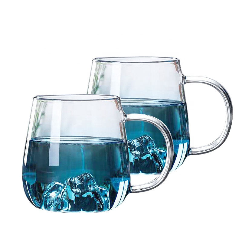 Pitcher Set Kaca Estetik Teko Set Gelas Kaca Unik Warna Gradient Blue 1.8 L