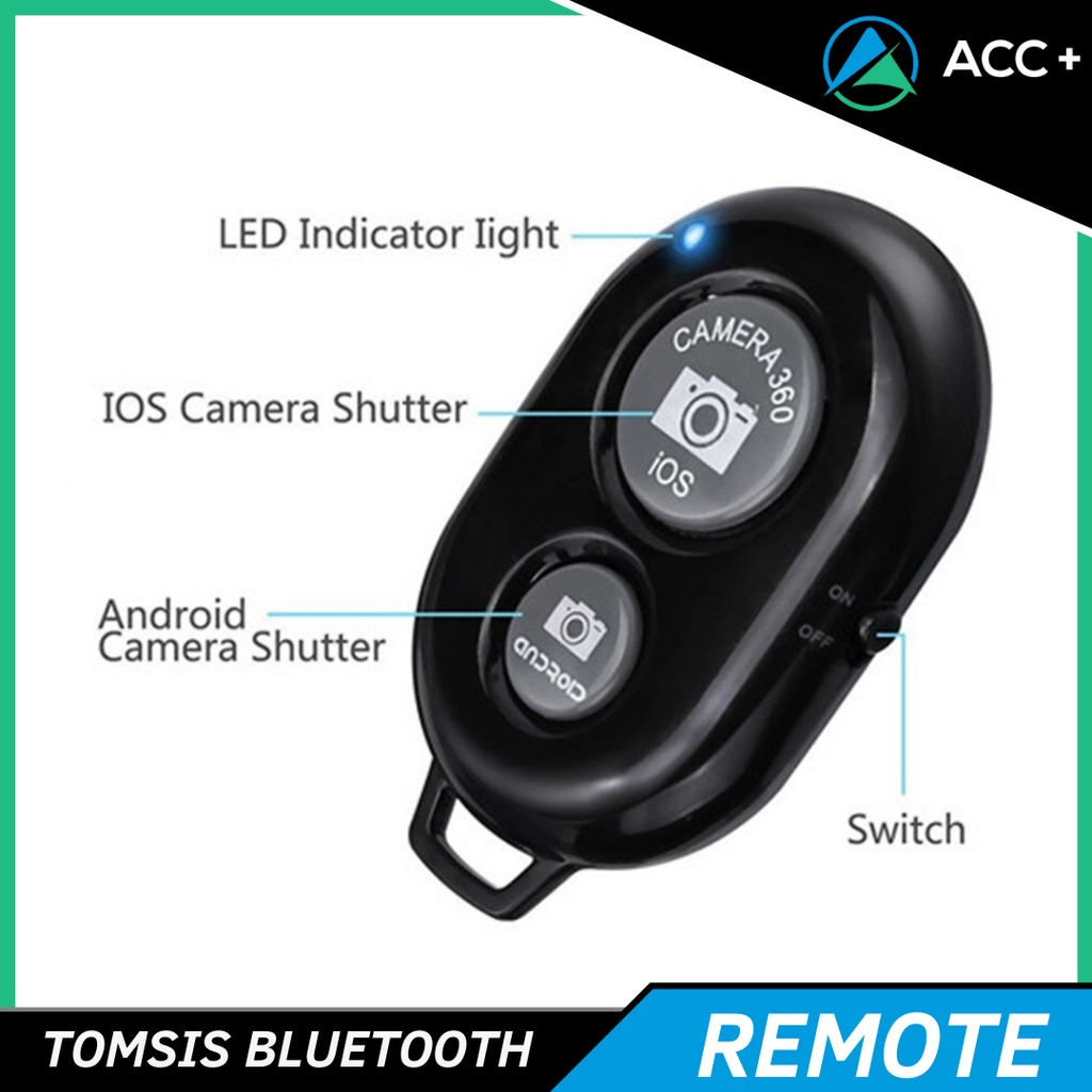 Bluetooth Remote Control Tomsis / Remote Selfie Shutter for Android IOS Smartphone Portabel