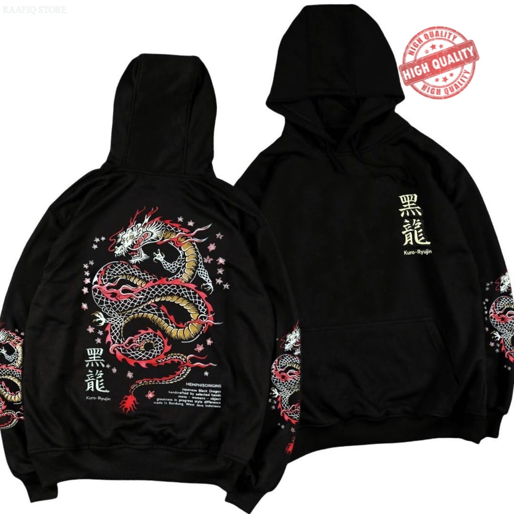 Jaket Hoodie Pria Distro Bandung Memphis Origins Kuro Ryujin Specia Edition Bahan tebal