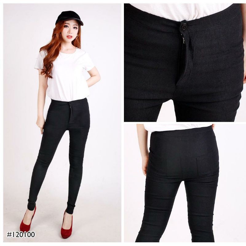 Celana Bahan Katun Panjang Highwaist Wanita