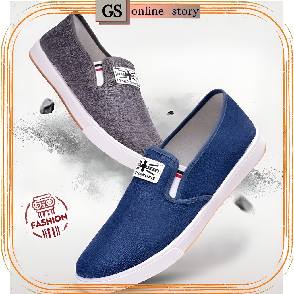 *26ZSH* Sepatu Sneakers Pria & wanita import Casual Denim Canvas cowok/cewek Shoes Slip On Men Shoes