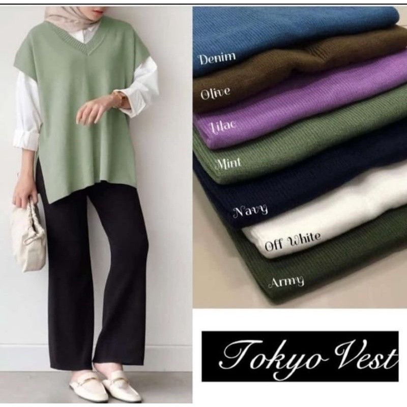 Tokyo Vest/rompi rajut/rompi muslim/dobelan baju/outerwear/luaran wanita/rompi wanita/fashion muslim