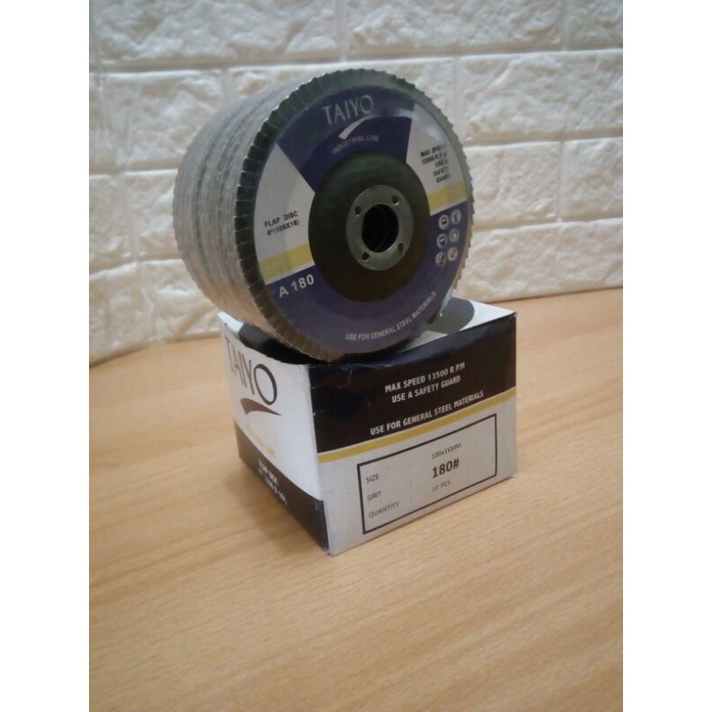 Taiyo mata gerinda amplas susun grit.180 4" flapdisk amplas susun slepan amplas 10pcs