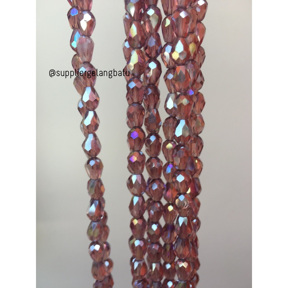 kristal Ceko tetes 10 x 6mm METALLIC BROWn crystal cokelat PREMIUM DIY grosir craft supplier bahan
