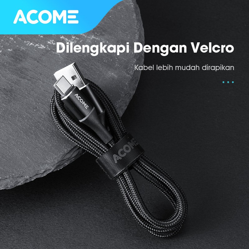 ACOME KABEL DATA 100CM COLORFUL LED FAST CHARGING 2.4A MICRO USB AOM-010