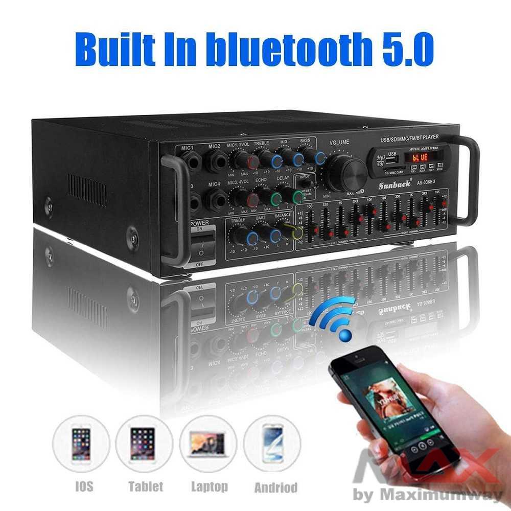 Sunbuck AS-336BU Professional Karaoke AMPLI 2000W Audio Amplifier Bluetooth EQ FM Radio Home hi-fi Remote Adapter Home Theater / home teater / Audio DAC / Sterio Ampli / Ampli Panggung / Karoe / karaoke / Echo / EQ / equalizer / ekualiser