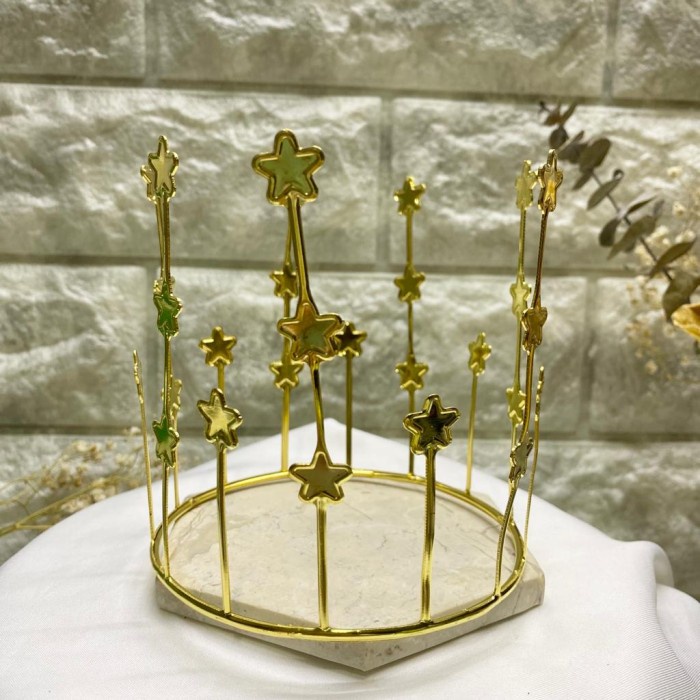 STARRY CROWN CAKE TOPPER - DEKORASI TOPPER KUE ULANG TAHUN MAHKOTA CAKE TOPER