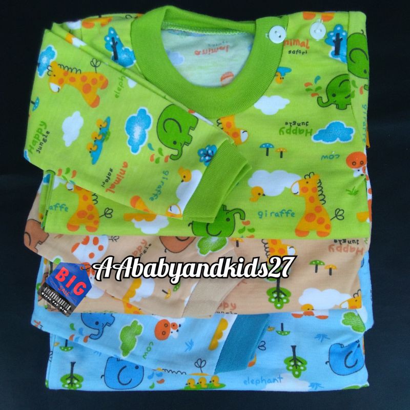 CICO MIKO 3PC Kaos Oblong Bayi Kancing Bahu Lengan Panjang Ukuran S M L XL Lembut dan SNI