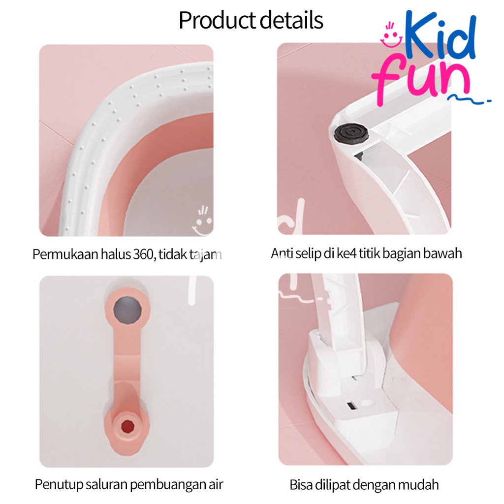 Kidfun - Bak Mandi Bayi Lipat Murah dengan Thermometer Sensor Panas dan Portabilitas Tinggi - Tempat Mandi Bayi Foldable Baby Bath Tub