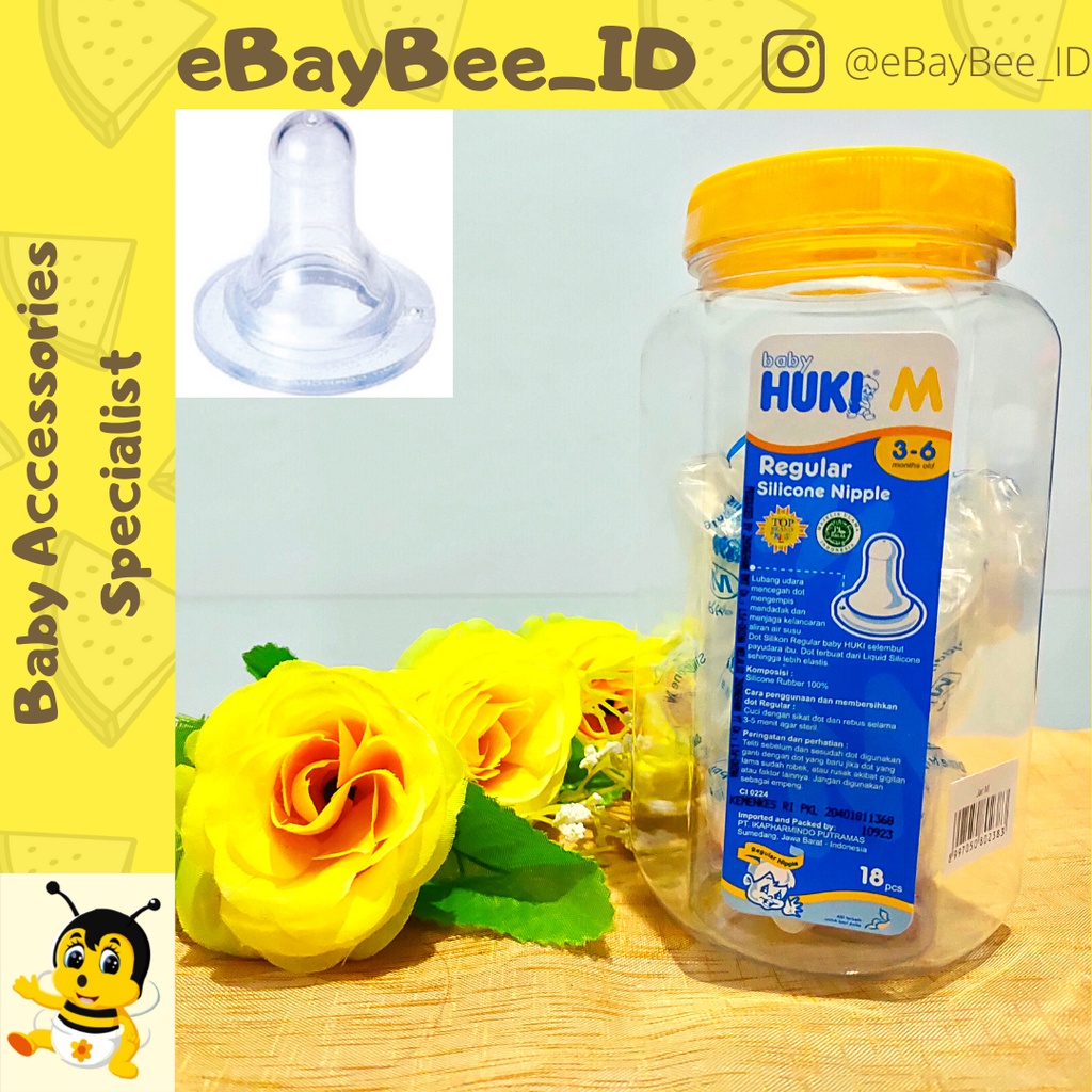 eBayBee_ID Baby HUKI Regular Silicone Nipple (Satuan) ukuran S,M,L I Dot untuk bayi 0-6+