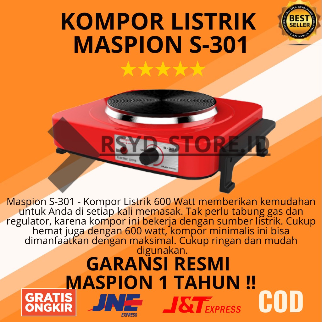 KOMPOR LISTRIK INDUKSI ELEKTRIK MURAH MASPION S 301 600 KOMPOR LISTRIK INDUKSI ELEKTRIK MURAH MASPION S 301 600