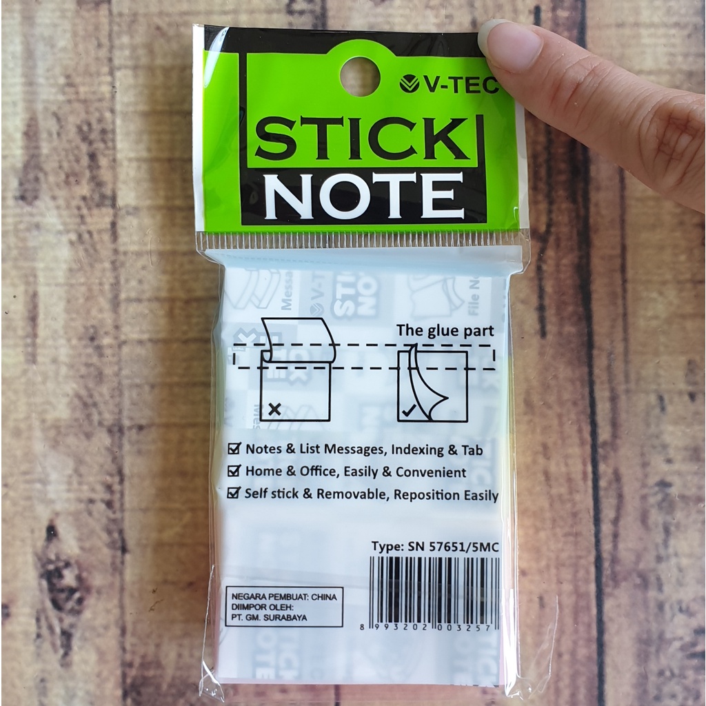 Sticky Note Neon Colour Vtec SN 57651/5MC - Stick Note Vtec 3x2inch - Book Marked - Kertas Tempelan - Kertas Memo