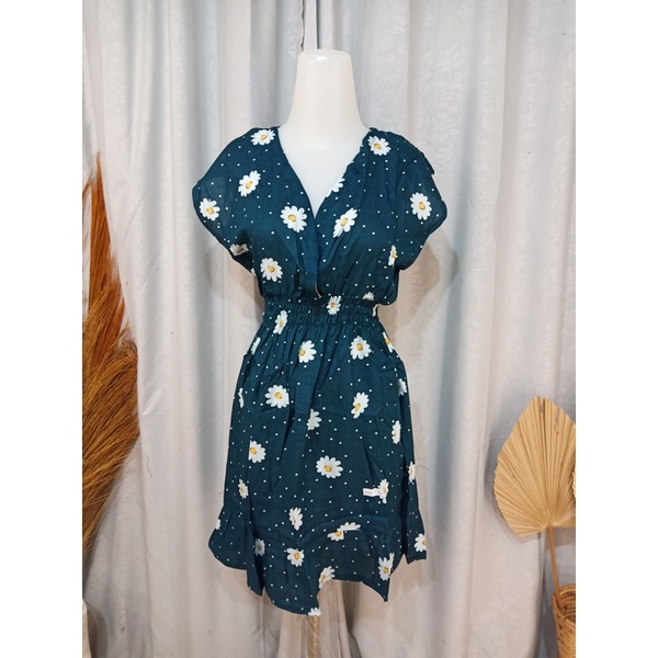 DASTER MINI MOZA RAMPEL BUSUI FRIENDLY MOTIF-Daisy Hijau Botol