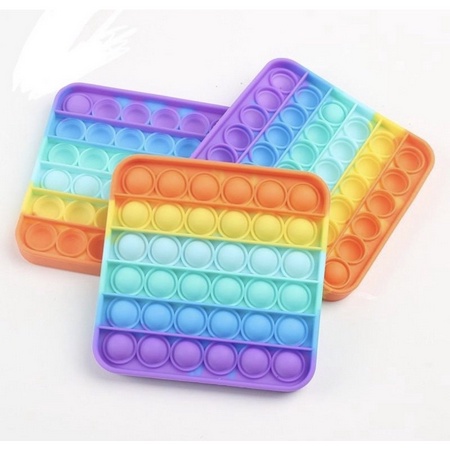 POP IT RAINBOW FIDGET TOYS Mainan Anak Edukasi Murah Pop Its Unicorn New Fidget Push Bubble Kids Kid-Square Rainbow