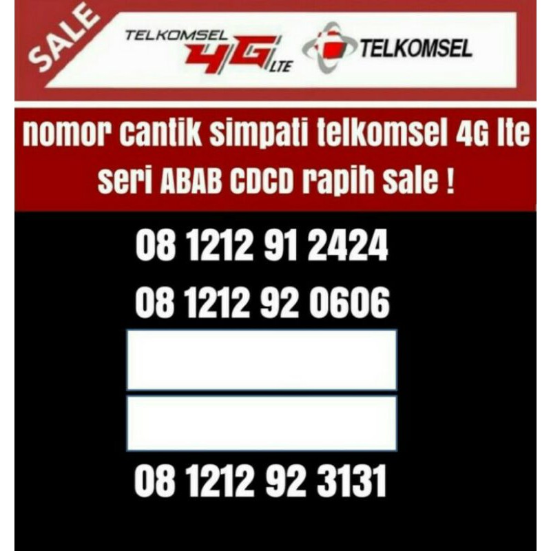 No Cantik Kartu Perdana Simpati Telkomsel 4G Seri ABAB CDCD Kartu Simpati