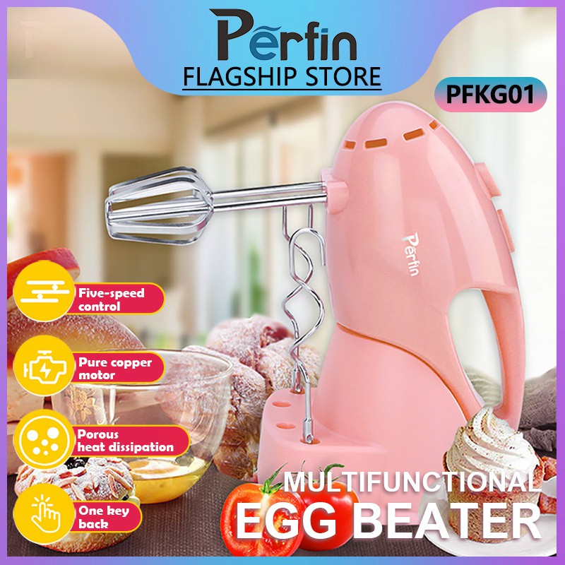 Perfin PFKG01 Pink Hand Mixer 5 Kecepatan (Dengan basis)