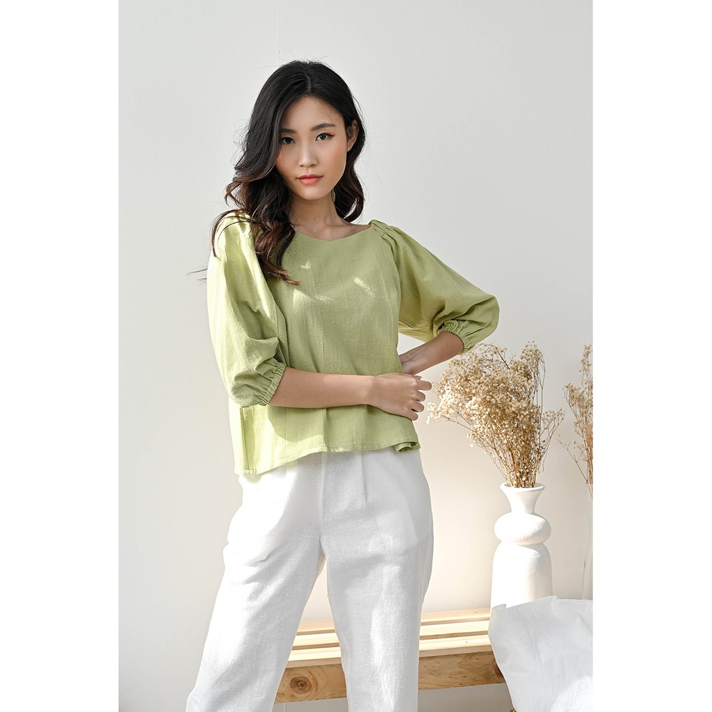 SCHONCOUTURE Carol top blouse green sage atasan hijau pakaian wanita