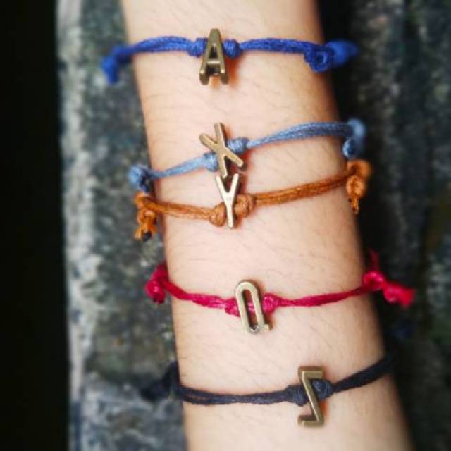 GELANG NAMA INISIAL GELANG HURUF N-Z (INSIDE) GELANG TALI KULIT UNTUK PRIA DAN WANITA GELANG MURAH