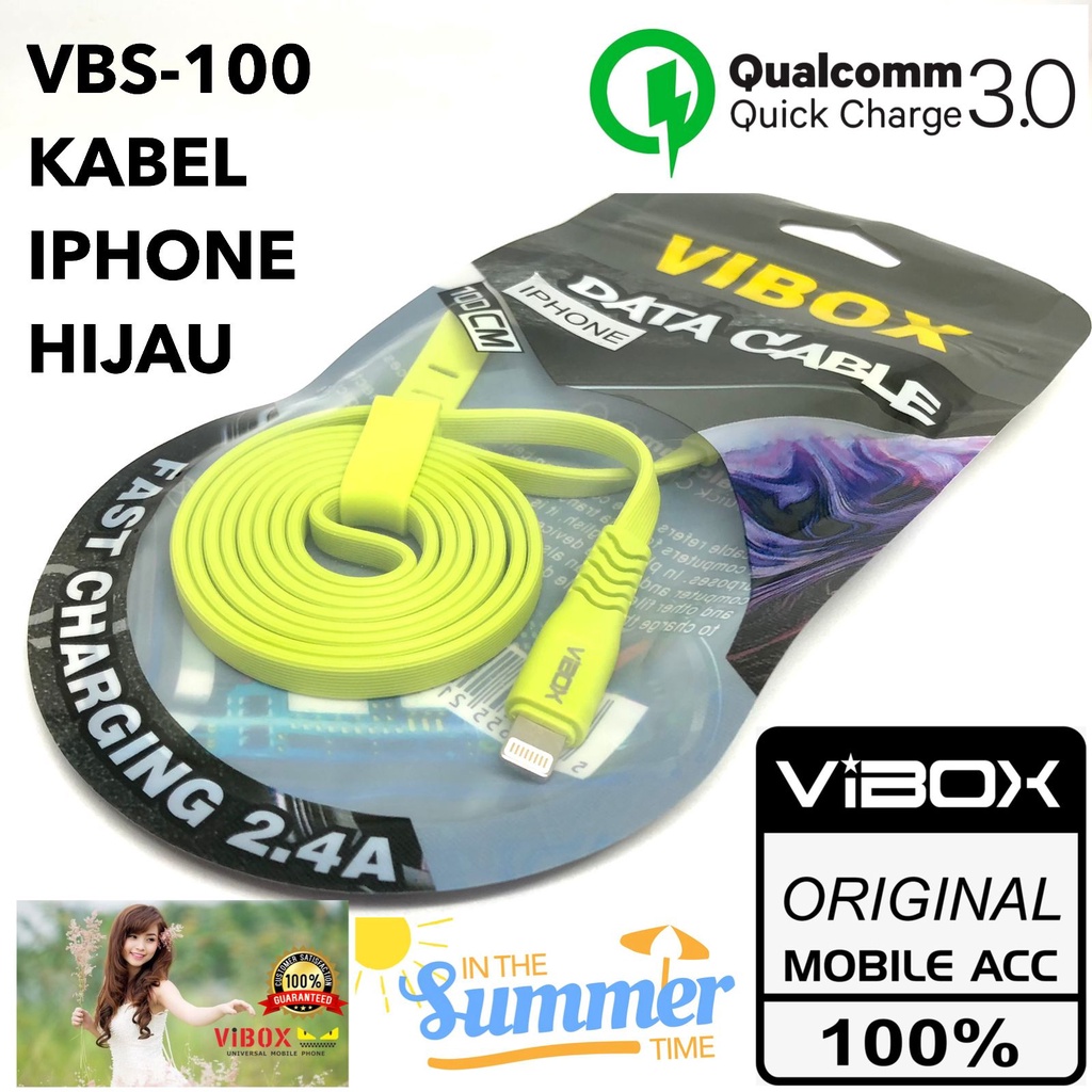 new~KABEL DATA MICRO IPHONE &amp; TYPE C VIBOX vb100 fast charging 2,4A 1m candy pack kabel data iphone