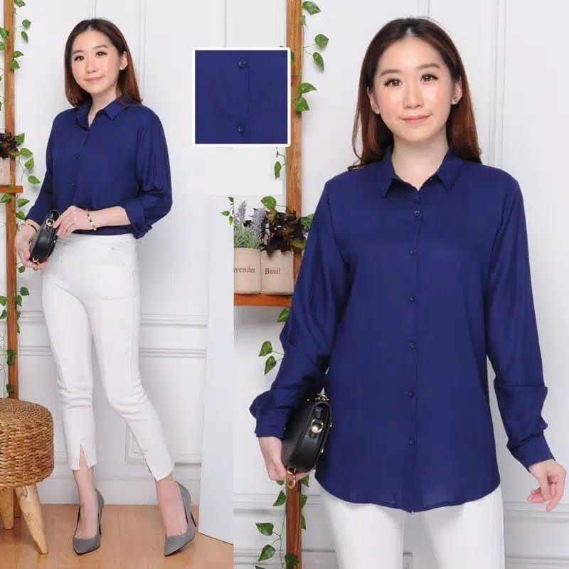 PROMO KEMEJA/ATASAN/BLOUSE RAYON TWILL POLOS JUMBO