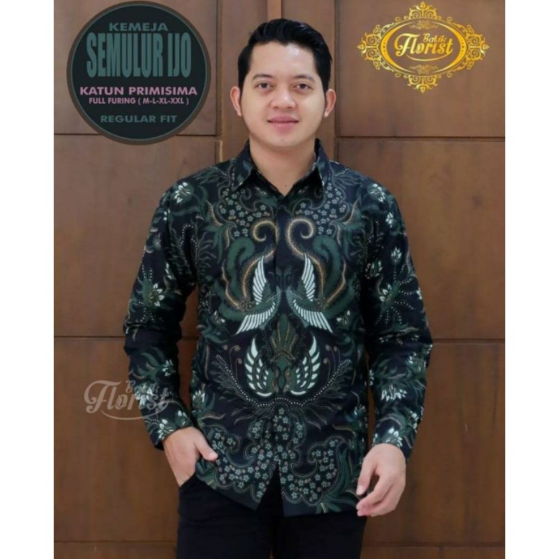 SEMULUR IJO KEMEJA BATIK PRIA LENGAN PANJANG LAPIS FURING