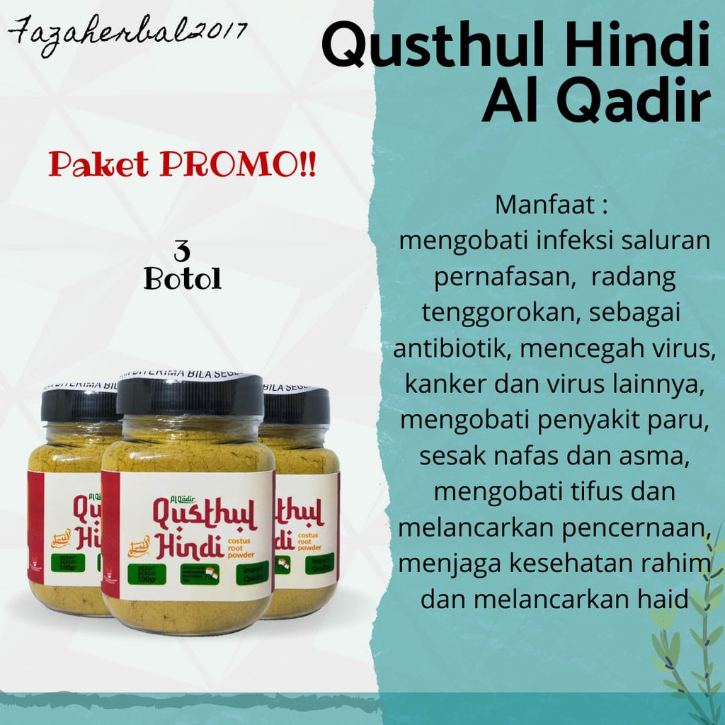 HARGA PROMO 3 Qusthul Hindi 100 gr Al Qadir