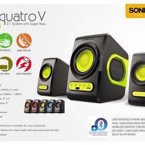 SONIC GEAR Speaker QUATRO V REMOTE 3 Pieces Radio Slot USB  Limited