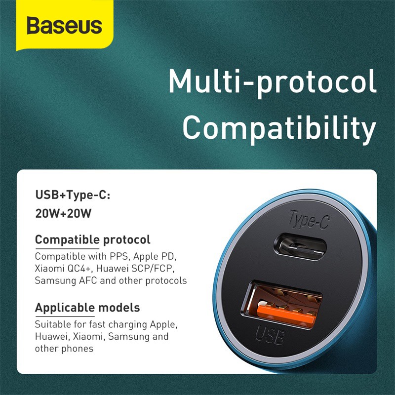 Car Charger Baseus Charger Mobil Quick Charge USB TYPE C 40W