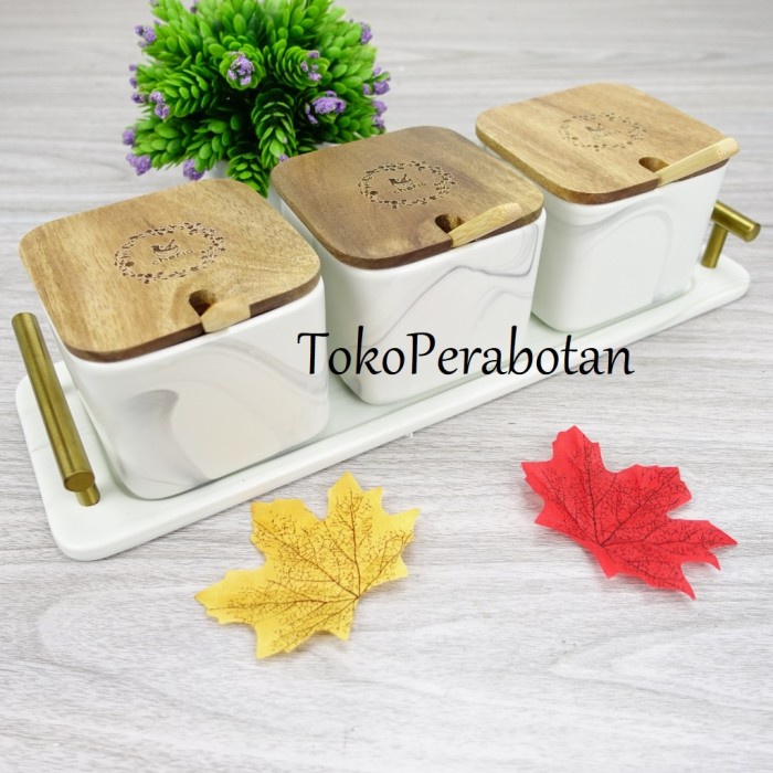 Rak Dapur - Tempat Bumbu Kaca 4Pcs / Rak Bumbu Kaca 4Pcs