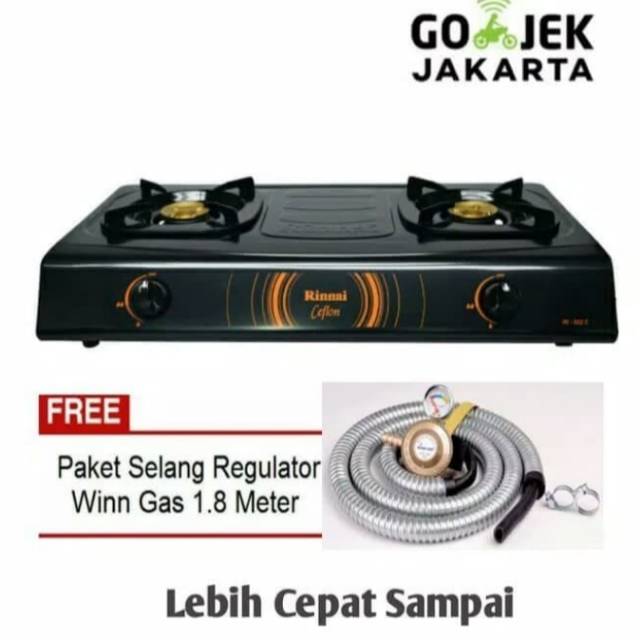 Kompor gas RINNAI RI 522 C + Paket regulator selang gas WINN GAS / regulator selang MIYAKO