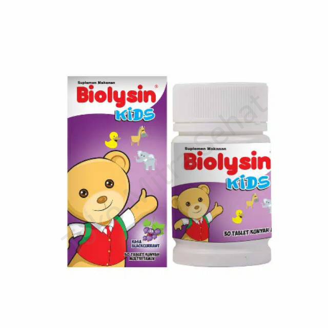 Biolysin Kids Blackcurrant 30tab / BIOLYSIN TABLET HISAP ISI 30 / VITAMIN ANAK / BIOLISIN / MULTIVIT