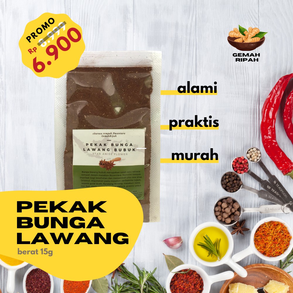 

Pekak Bunga Lawang Kering Bunga Lawang Bubuk Star Anise Bumbu Dapur Bubuk Bumbu Masak Rempah Rempah