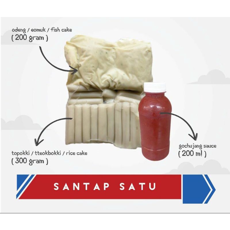 

Paket Santap 1 Topokki Tteokbokki Toppoki Odeng Eomuk Saus Gochujang Instan