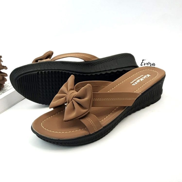 sandal wanita wedges hak 5 cm | sandal kickerss wanita hak wedges pita