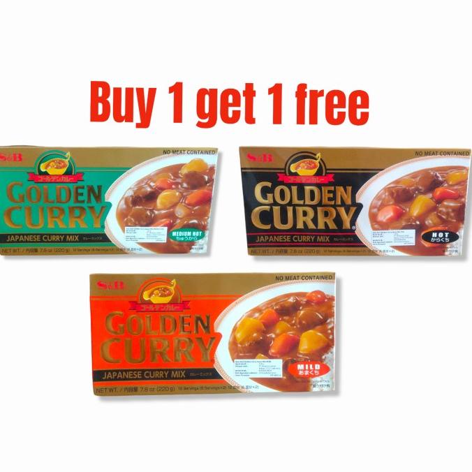 

```````] S&B GOLDEN CURRY 220g hot. mild. medium hot. (beli 1 grtiss 1pcs)