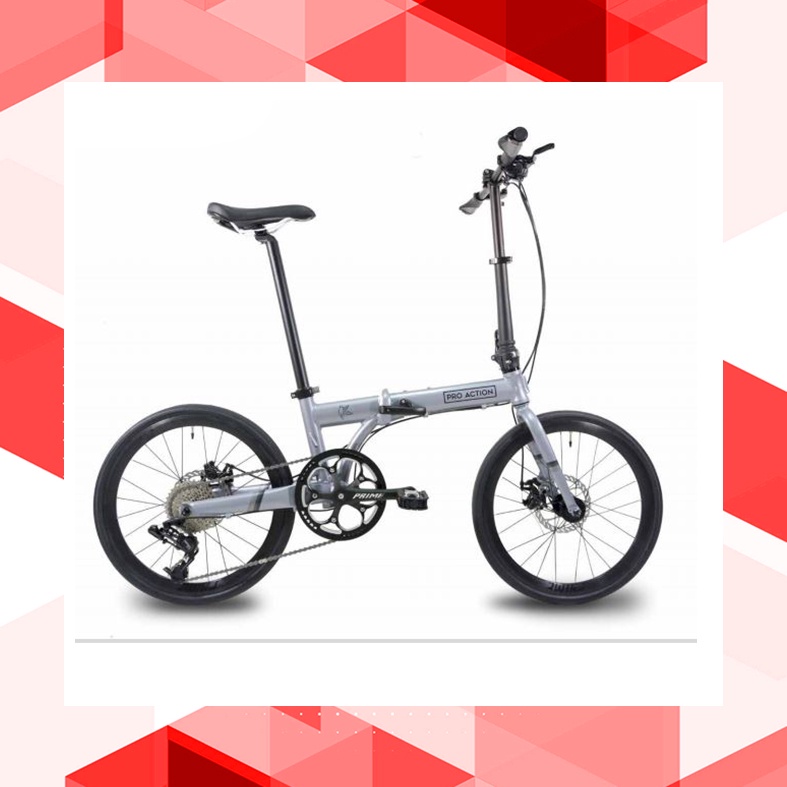 Sepeda Lipat Pro Action Falcon 9 Speed s 22 inch 20 in Folding Bike Warna Nardo Grey Abu 1 x 9 SRAM