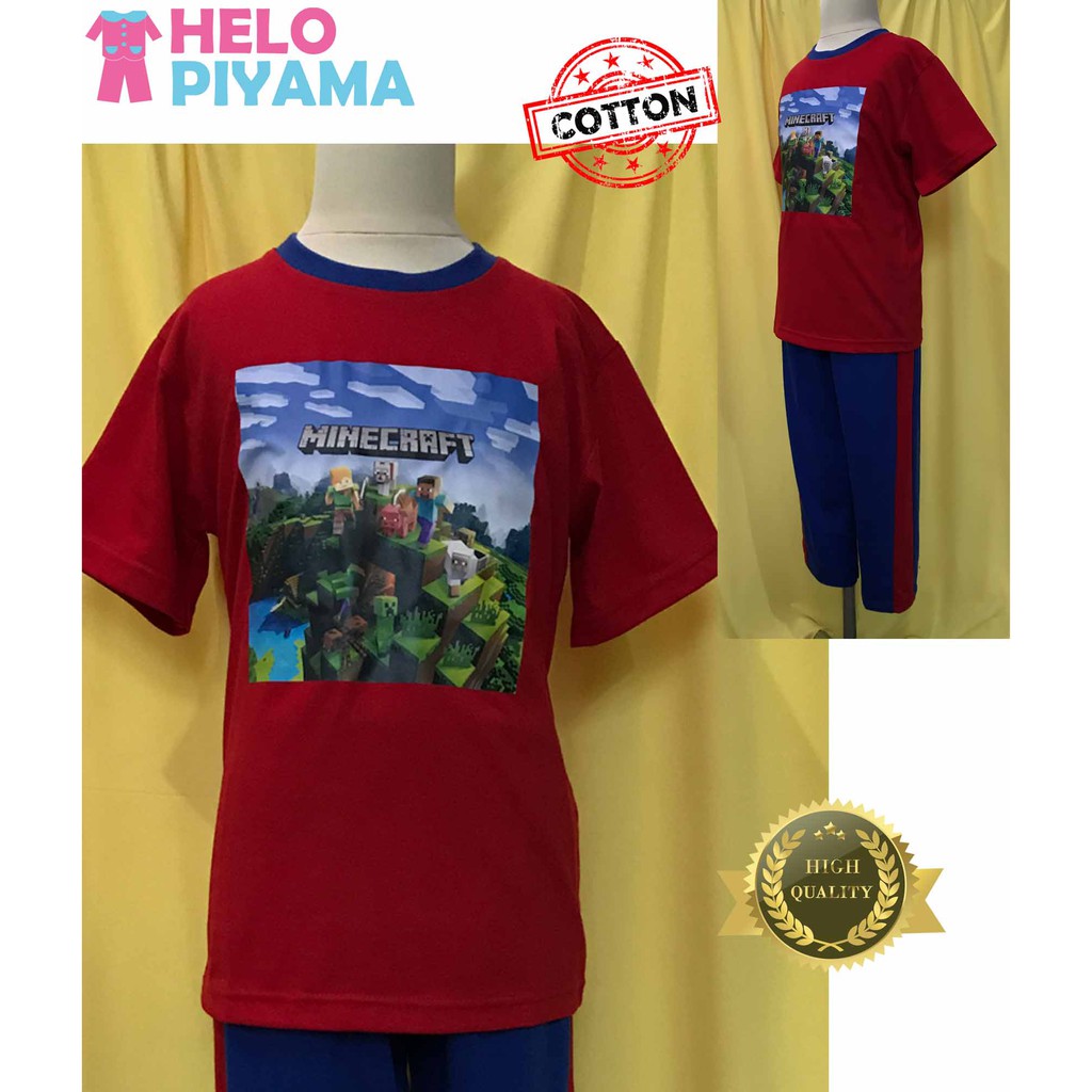 Helo Piyama - Baju Tidur Stelan Kaos Anak Cowok Minecraft DP