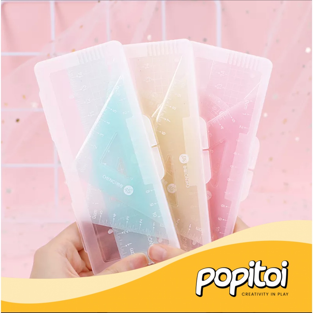 

Chenqi Kids Macaroon Ruler Set (4 pcs) Triangle Protractor Penggaris Busur Segitiga Anak Macaron Pastel
