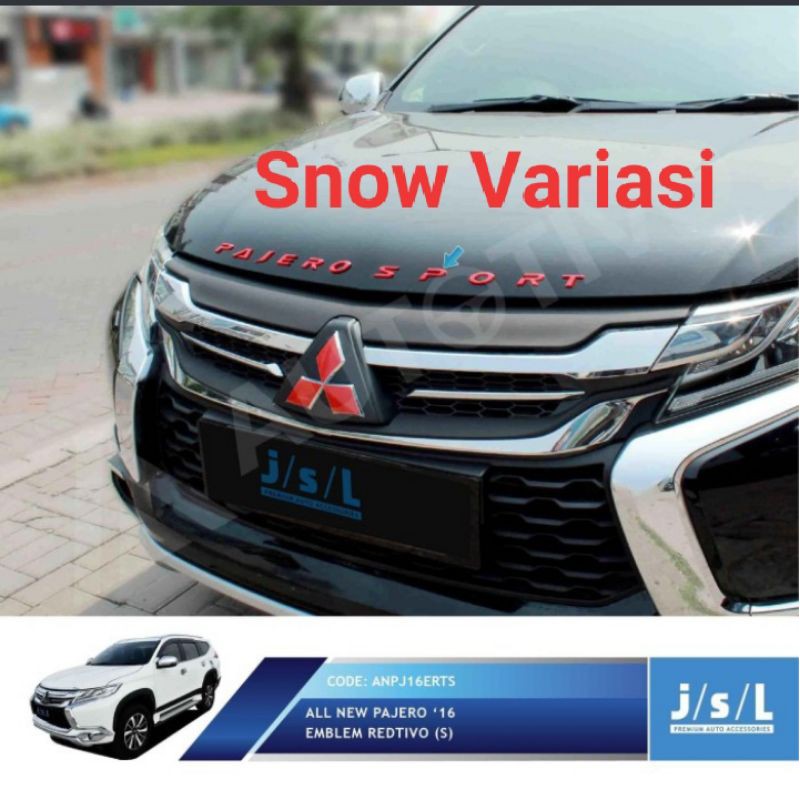 All New Pajero Hood Emblem Kap Mesin Hitam Merah Chrome Kecil JSL