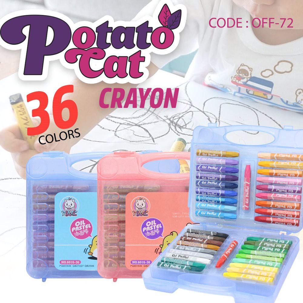 POTATO CAT 36 WARNA Crayon Oil Pastel Set 36 Color Alat Kesenian Mewarnai - OFF-73