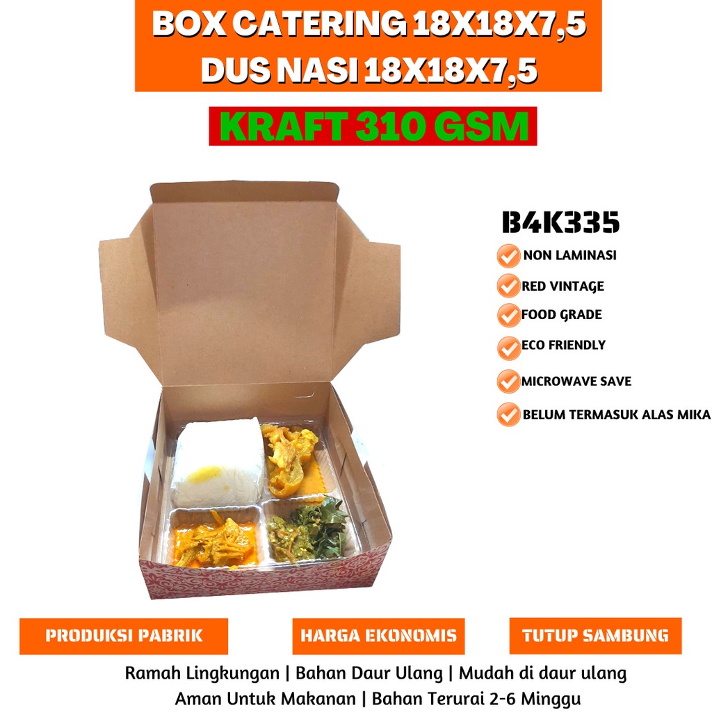 Dus Nasi 18x18 Box 18x18 Box Catering (B4K335-Non Laminasi)