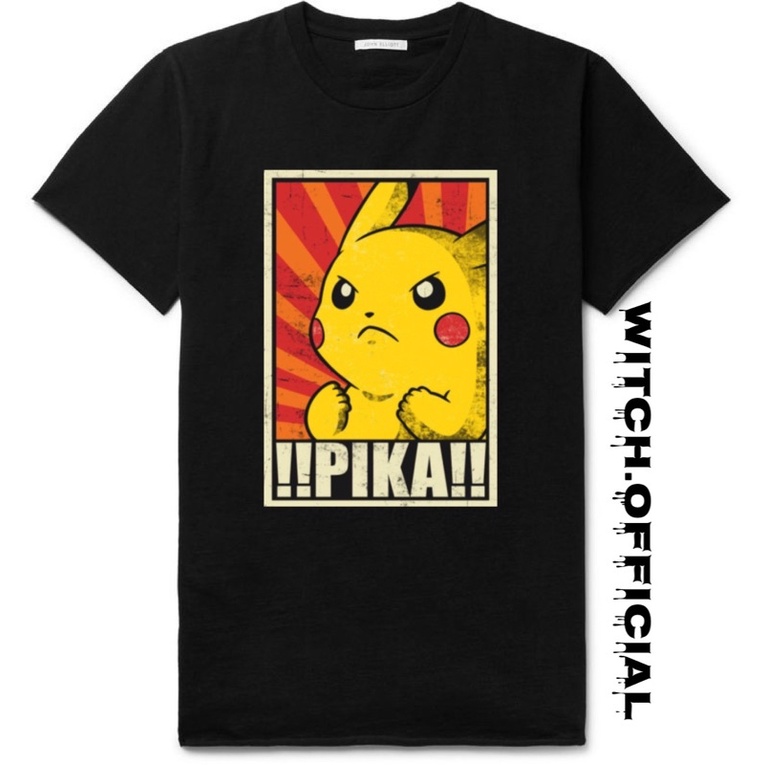 KAOS BAJU PIKA PIKACHU - TSHIRT POKEMON ANIME - KAOS DISTRO HITAM PRIA WANITA DEWASA 24S