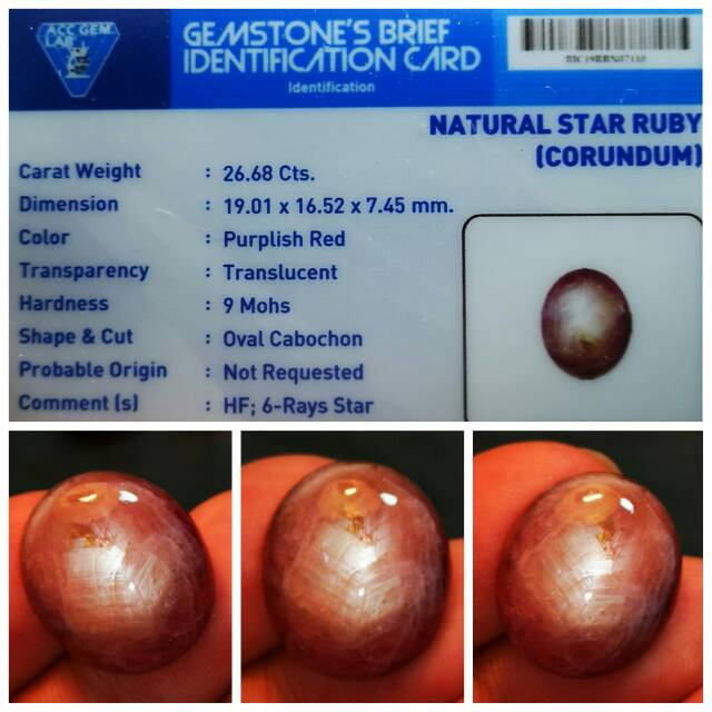 Batu Natural Star Ruby ( Corundum ) exclusive