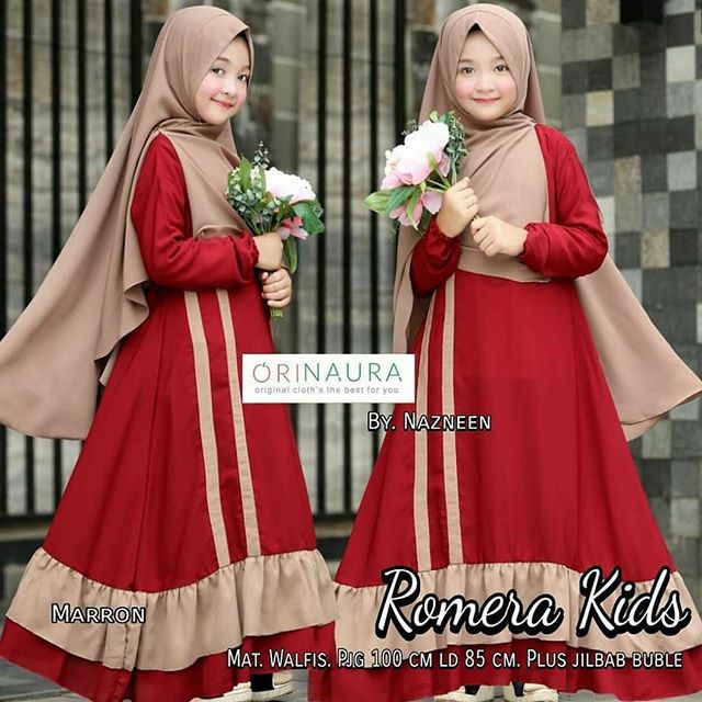 Baju Dress Anak Prempuan Romera Kids Bahan Moscrafe Pakaian Anak Prempuan Fashion Anak Prempuan Model Terbaru 2023 Pakaian Anak Baju Muslim Wanita Modern