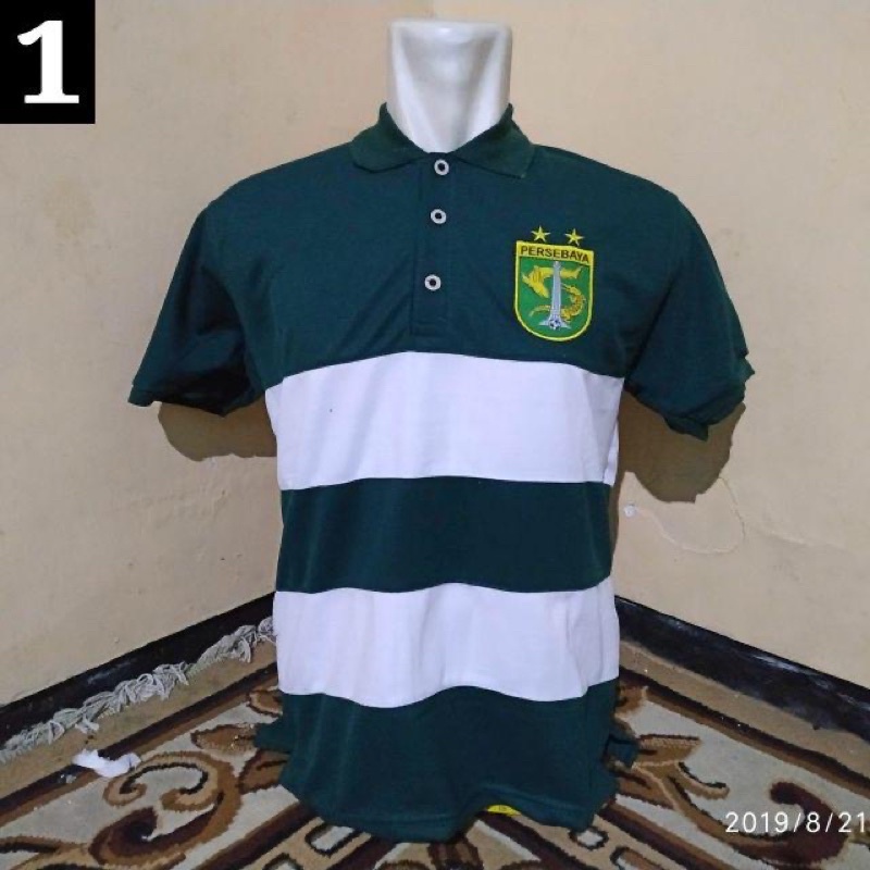 kaos kerah persebaya hitam gold kra salur bonek